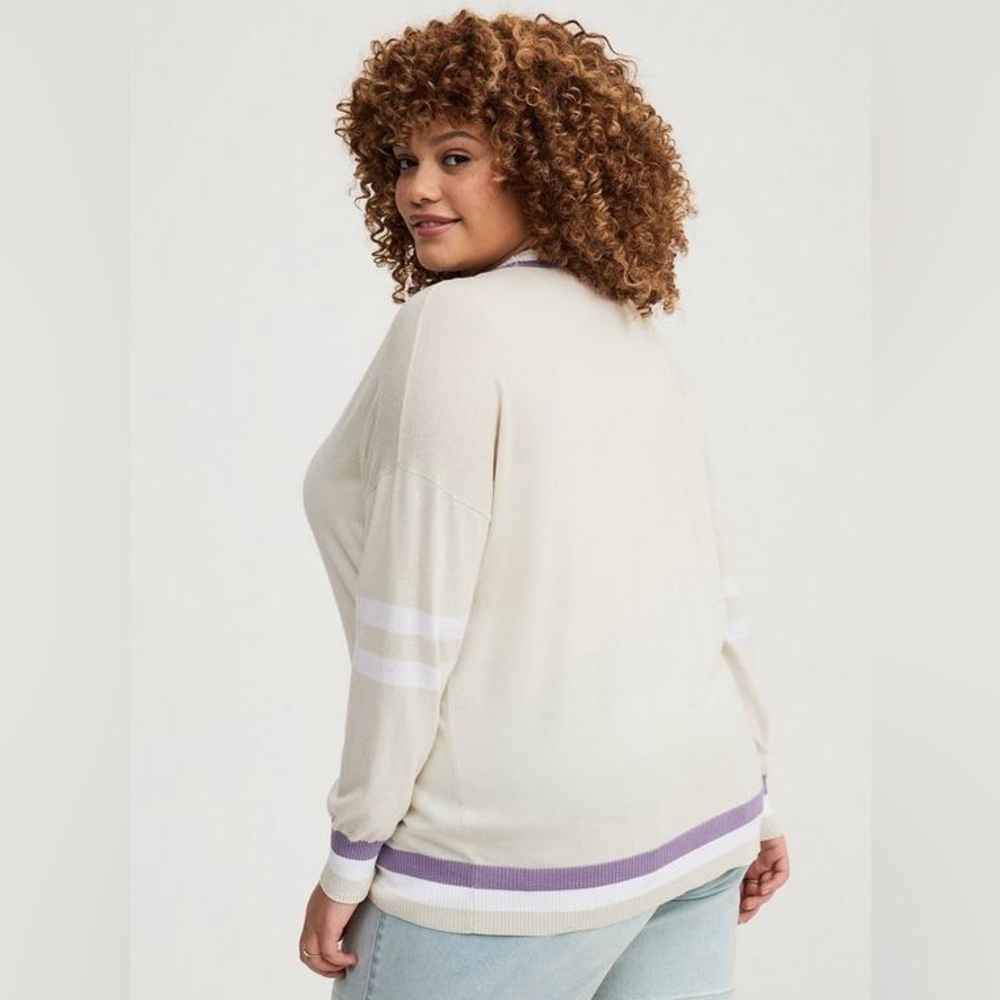 NWT Torrid Drop Shoulder Cardigan Silver Birch V-Neck Sweater Button Front Sz 5X - Picture 4 of 12